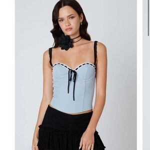 Cotton Candy LA Ribbon Front Corset Top NWT